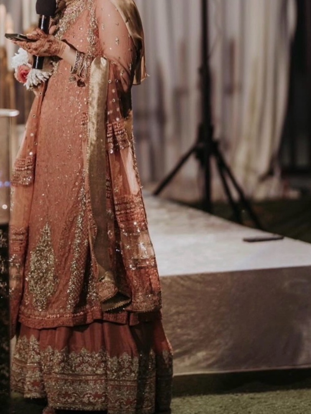 Embroidered Blush Pink Long Sleeve Formal Dress - Picture 4 of 4